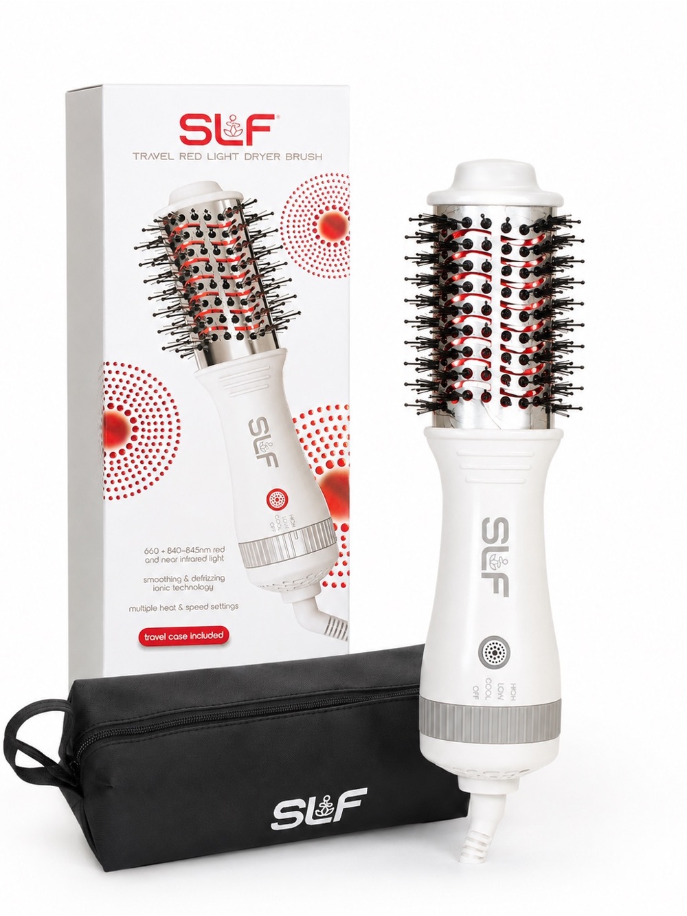 SLF Travel Red Light Dryer Brush Used Once w/ Travel Case & Box